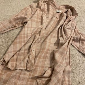 Pink flannel button up shirt